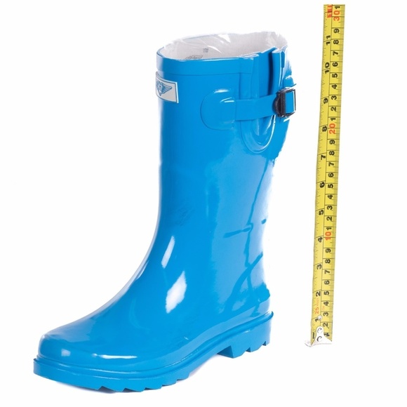 Women's Rainboots, Mid Calf Rubber Rain Boots, RB-1602, Turquoise - Picture 3 of 4